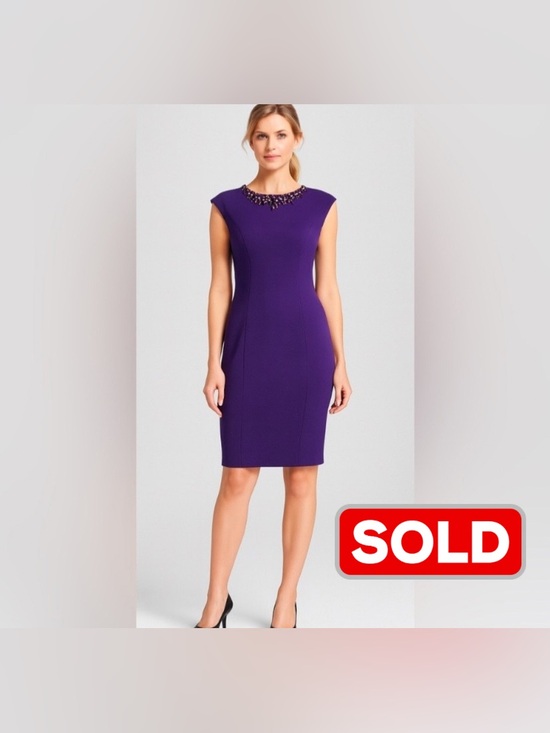 Ronni Nicole Dresses & Skirts - Ronni Nicole Women’s Purple Jeweled-Neck Sheath Dress –Size 10 NWT